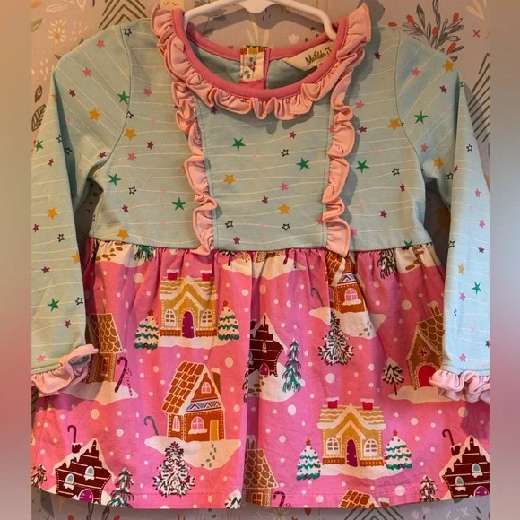 Matilda Jane Gingerbread House Christmas Ruffle Dress Festive and colorful 18 mo - Picture 14 of 16